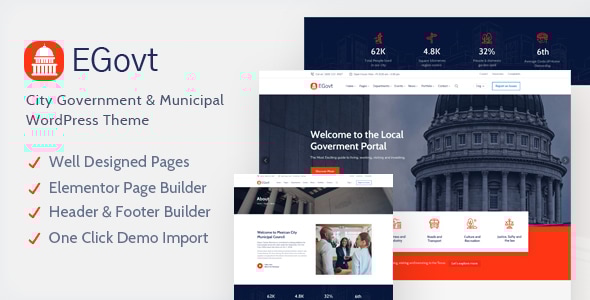 EGovt v1.5.6 – City Government WordPress Theme